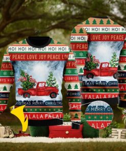 Xmas Flamingos Ride Red Truck Christmas Ugly Sweater 3D