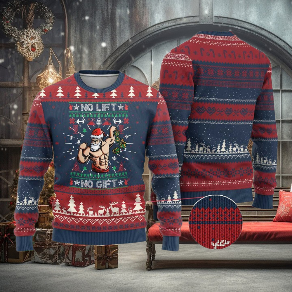 Xmas Gymer Ugly Christmas Sweater No Lift No Gift Santa Gym Coach Xmas Gymer Ugly Christmas Sweater No Lift No Gift Santa Gym Coach