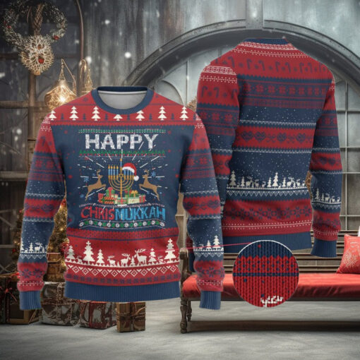 Xmas Hanukkah Ugly Christmas Sweater Happy Chrismukkah Funny Jewish Chanukah