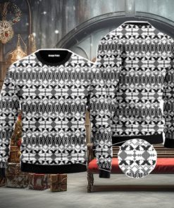 Xmas Knit Style Black And White Christmas Unisex Ugly Sweater