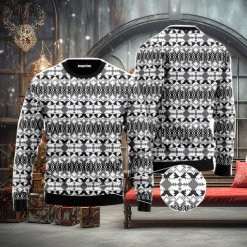 Xmas Knit Style Black And White Christmas Unisex Ugly Sweater