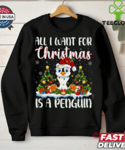 Xmas Lighting Santa All I Want For Christmas Is A Penguin Penguin T Shirt