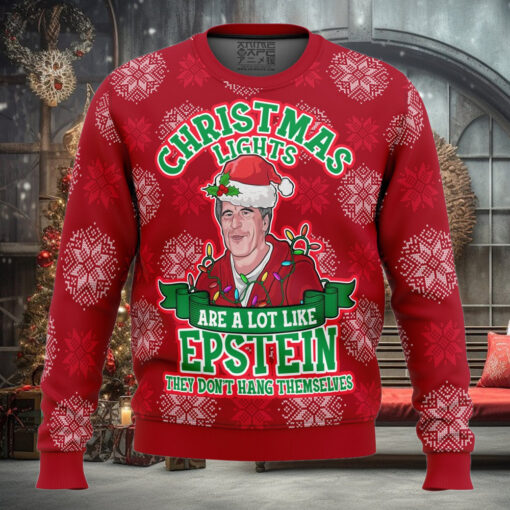 Xmas Lights Are Like Epstein Ugly Christmas Sweater