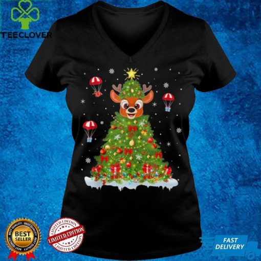 Xmas Lights Matching Family Deer Christmas Tree Shirt