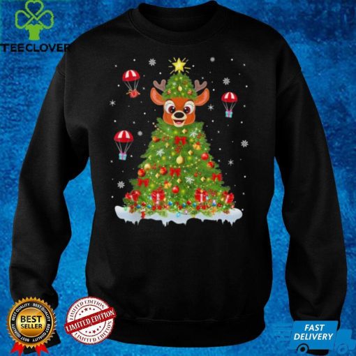 Xmas Lights Matching Family Deer Christmas Tree Shirt