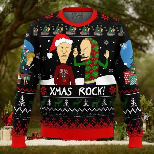 Xmas Rock Beavis and Butthead Ugly Christmas Sweater