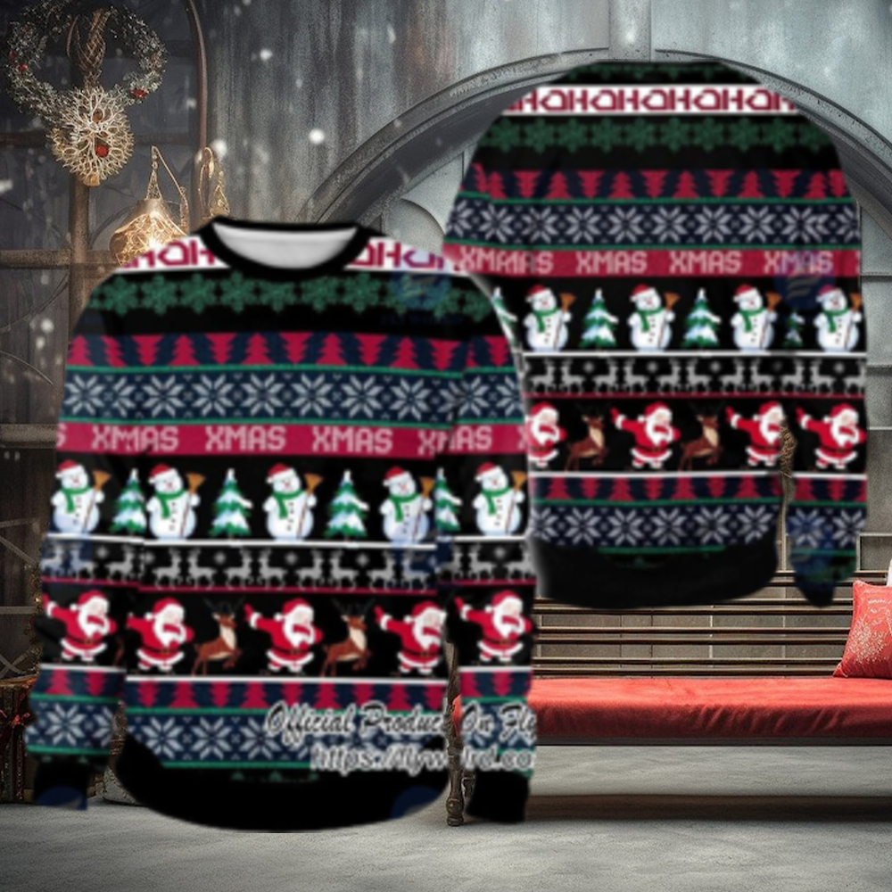 Xmas Santa And Snowman Ugly Christmas Sweater Xmas Santa And Snowman Ugly Christmas Sweater