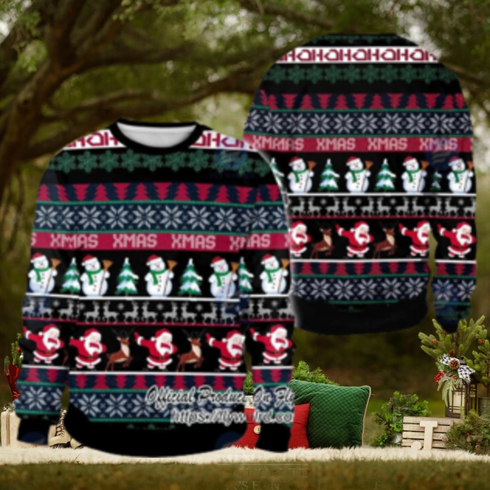 Xmas Santa And Snowman Ugly Christmas Sweater Xmas Santa And Snowman Ugly Christmas Sweater