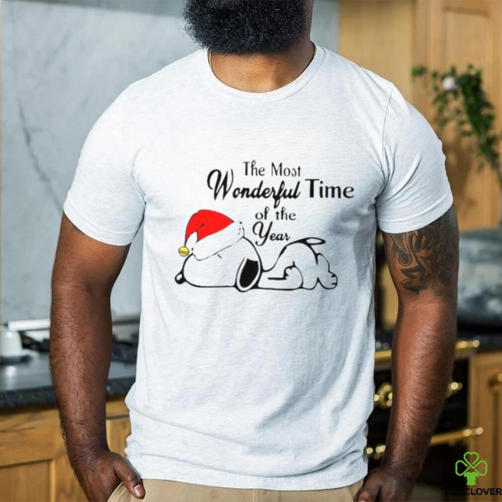Xmas Santa Snoopy sleep the most Wonderful time of the year t shirt Xmas Santa Snoopy sleep the most Wonderful time of the year t shirt