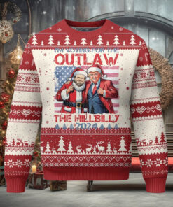 Xmas Trump Vance 2024 Ugly Christmas Sweater I Voting For The Outlaw and The Hillbilly
