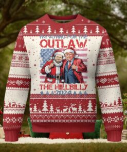 Xmas Trump Vance 2024 Ugly Christmas Sweater I Voting For The Outlaw and The Hillbilly