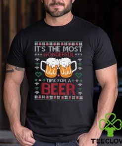 Xmas Wonderful Time For A Beer Ugly Christmas Sweaters T Shirt 1 Xmas Wonderful Time For A Beer Ugly Christmas Sweaters T Shirt