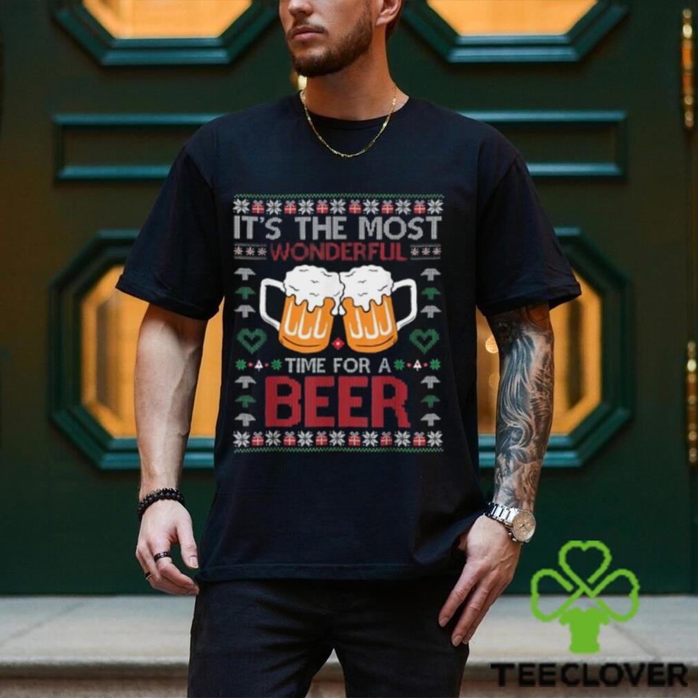 Xmas Wonderful Time For A Beer Ugly Christmas Sweaters T Shirt Xmas Wonderful Time For A Beer Ugly Christmas Sweaters T Shirt