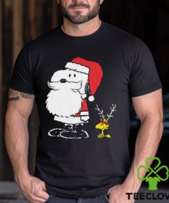 Holiday Snoopy Woodstock Antlers Santa Short Sleeve T Shirt, Peanuts Snoopy Santa Claus Woodstock Chritmas Tee
