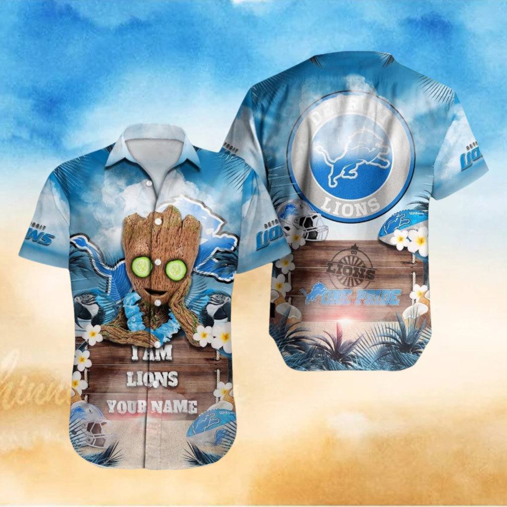 Detroit Lions NFL Hawaiian Shirt Baby Groot Lover Custom Name For Fans Detroit Lions NFL Hawaiian Shirt Baby Groot Lover Custom Name For Fans