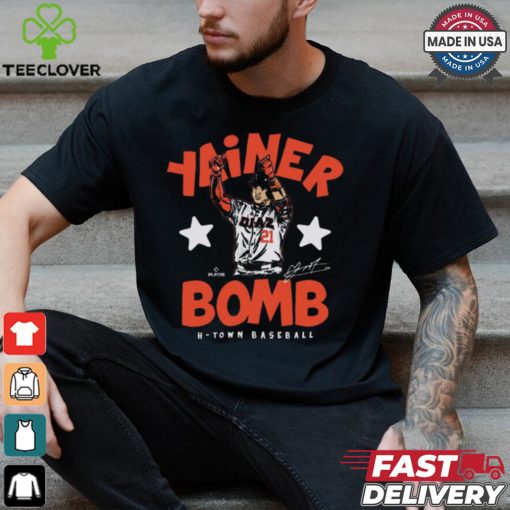 Yainer Diaz #21 Houston H Town Baseball Yanier Bomb Painting Signature t hoodie, sweater, longsleeve, shirt v-neck, t-shirt