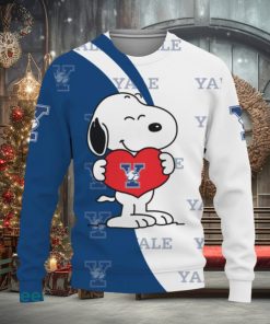Yale Bulldogs Snoopy Cute Heart American Sports Team Knitted Xmas Sweater