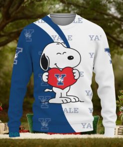 Yale Bulldogs Snoopy Cute Heart American Sports Team Knitted Xmas Sweater