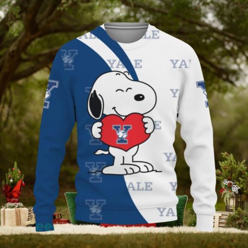 Yale Bulldogs Snoopy Cute Heart American Sports Team Knitted Xmas Sweater