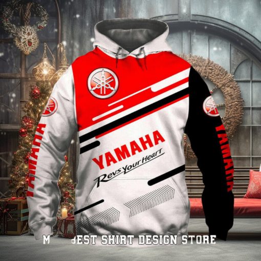 Yamaha Motorcycles White Red Pullover Hoodie