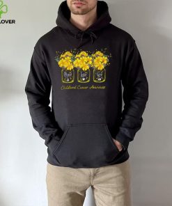 Yellow Flower Jar Peace Love Cure Childhood Cancer Flower Jar New Design T Shirt
