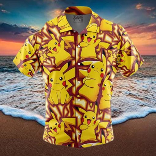 Yellow Pikachu Pokemon Anime Hawaiian Shirt Birthday Gift For Beach Lovers