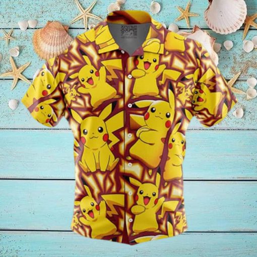 Yellow Pikachu Pokemon Anime Hawaiian Shirt Birthday Gift For Beach Lovers