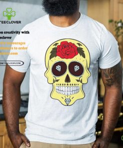 Yellow Sugar Skull Diamond and Rose T Shirt