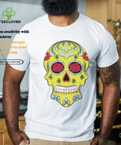 Yellow Sugar Skull With Flowers and Rose T Shirt