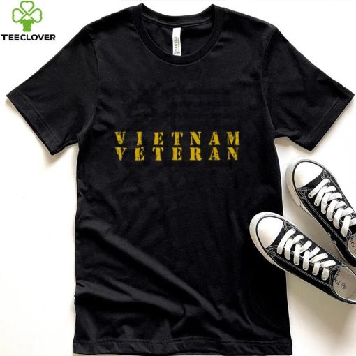 Yellow Text Distressed American Flag Vietnam Veteran New Design T Shirt