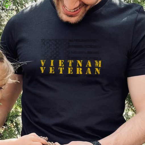 Yellow Text Distressed American Flag Vietnam Veteran New Design T Shirt