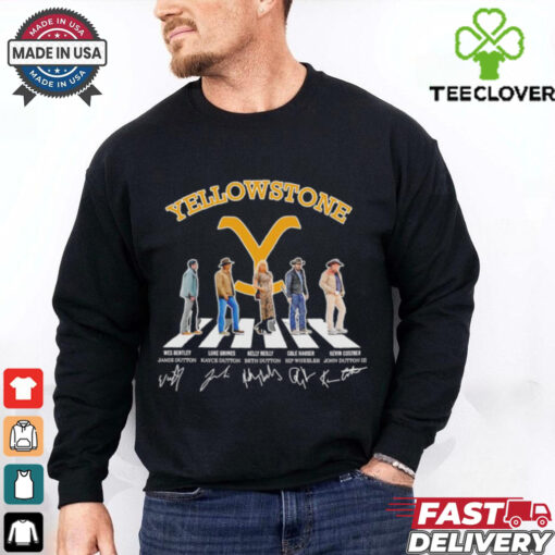 Yellowstone characters abbey road signatures shirt