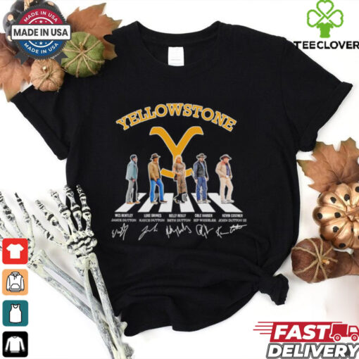 Yellowstone characters abbey road signatures shirt