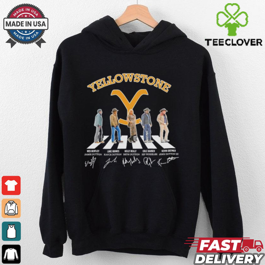 Yellowstone walking road signatures shirt Yellowstone walking road signatures shirt