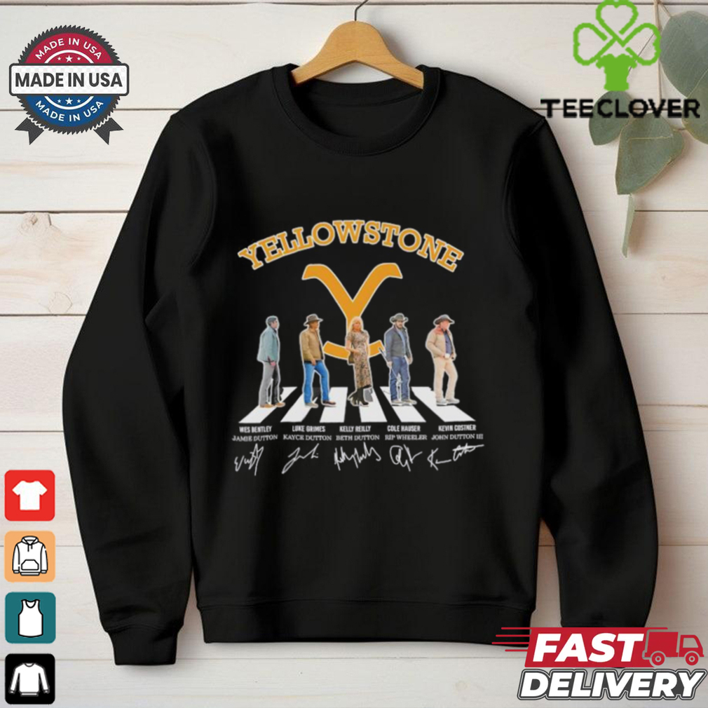 Yellowstone walking road signatures shirt Yellowstone walking road signatures shirt