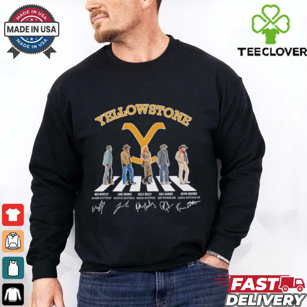 Yellowstone walking road signatures shirt Yellowstone walking road signatures shirt