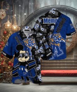 NCAA Memphis Tigers Hawaiian Shirt Mickey And Floral Pattern