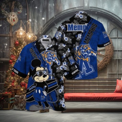 NCAA Memphis Tigers Hawaiian Shirt Mickey And Floral Pattern