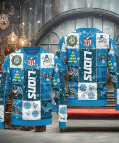 Lion NFL Merry Christmas 2024 Gift For Friends, Family Ugly Sweater