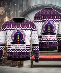 Yoga Be The Change Christmas Unisex Ugly Sweater 1 Yoga Be The Change Christmas Unisex Ugly Sweater