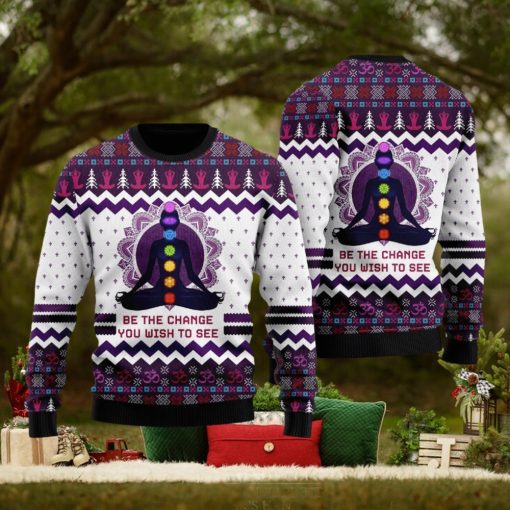 Yoga Be The Change Ugly Christmas 3D Sweater Gift For Men And Women