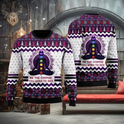 Yoga Be The Change Ugly Christmas 3D Sweater Gift For Men And Women
