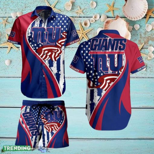 York Giants NFL Vintage US Flag Graphic Hawaiian Shirt And Short For Best Fans Gift New Trending Beach Holiday