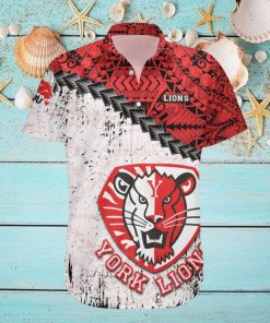 York Lions Ca Cis Grunge Polynesian Tattoo Pattern Hawaiian Shirt For Fans