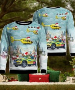 Yorkshire Air Ambulance Car & Eurocopter EC 145T2 Christmas AOP Ugly Sweater Holiday Sweater For Men And Women