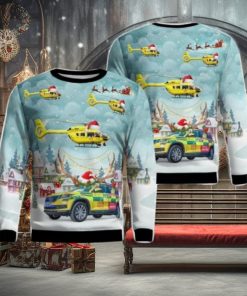 Yorkshire Air Ambulance Car & Eurocopter EC 145T2 Christmas AOP Ugly Sweater Holiday Sweater For Men And Women
