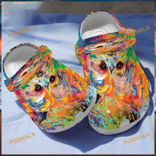 Yorkshire Terrier Puppy Lover Portrait Crocs, Painted Yorkshire Clogs