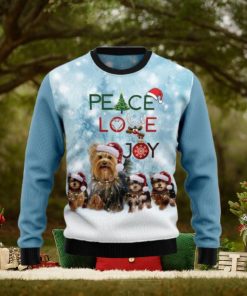 Yorkshire Terriers Dog Peace Love Joy Ugly Christmas Sweater Unique Gift