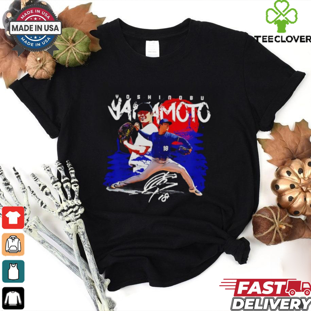 Yoshinobu Yamamoto 18 Los Angeles Dodgers rising sun signature shirt Yoshinobu Yamamoto 18 Los Angeles Dodgers rising sun signature shirt