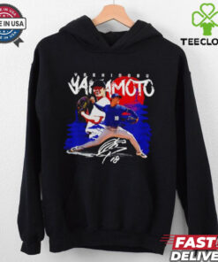 Yoshinobu Yamamoto 18 Los Angeles Dodgers rising sun signature shirt